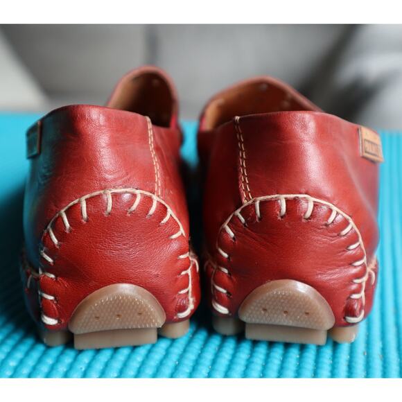 Pikolinos Womens Jerez Red Leather Slip On Driving Loafer Flats Size 37 6.5 / 7 - Picture 5 of 8